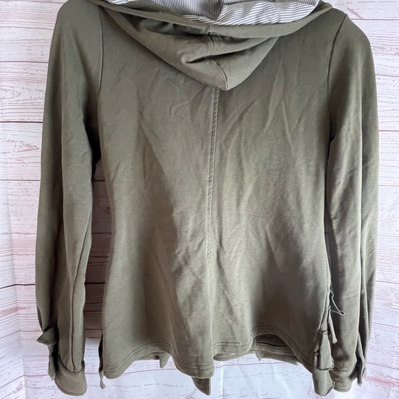 Athropologie Azel Hazel Haze Green burnout ruffled Jacket Zip Hooded sz S - Picture 6 of 7